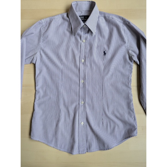 Polo by Ralph Lauren S Made in USA 100% Cotton Purple Stripe shirt Logo - Picture 7 of 12
